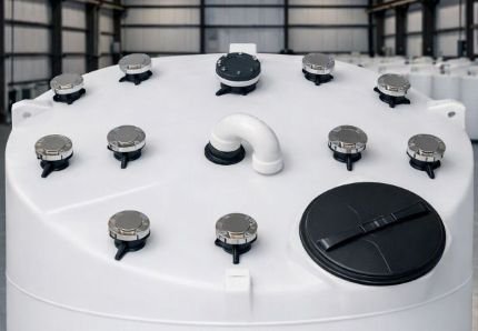 HDPE 6000-GALLON TANK WITH MANY WELDED FLANGES.